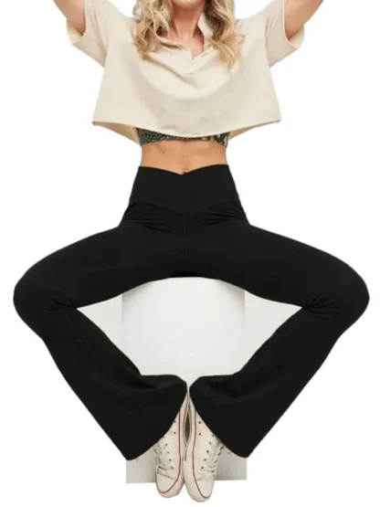Tummy Control Solid Flare Leggings - Image 3