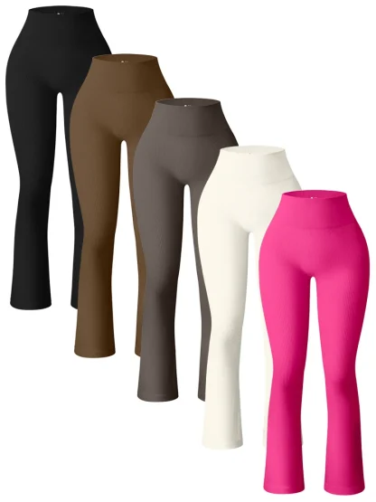 Seamless Solid Yoga Flare Leggings - Image 7