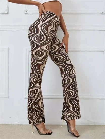 Wavy Prints Flare Leggings - Image 6