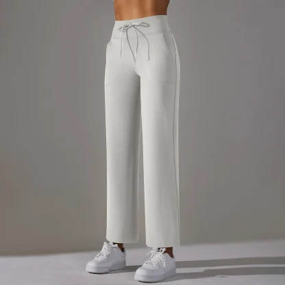 Drawstring Solid Color Flare Leggings - Image 3