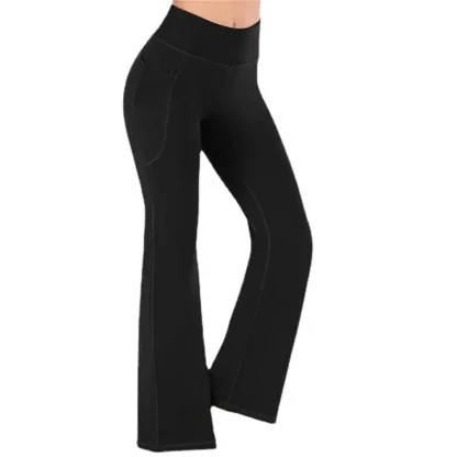 Stretchable Solid Color Flare Leggings - Image 2