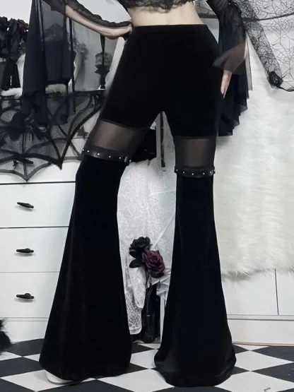 Mesh Patchwork Bell Flare Leggings