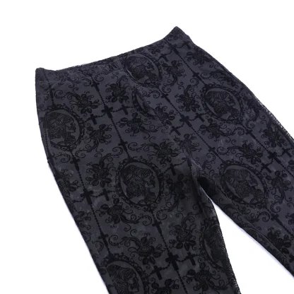 High-waist Sheer Lace Flare Leggings - Image 6