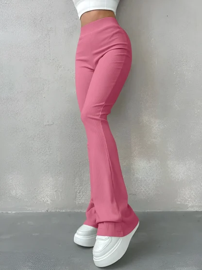 Knitted Plain Color Flare Leggings