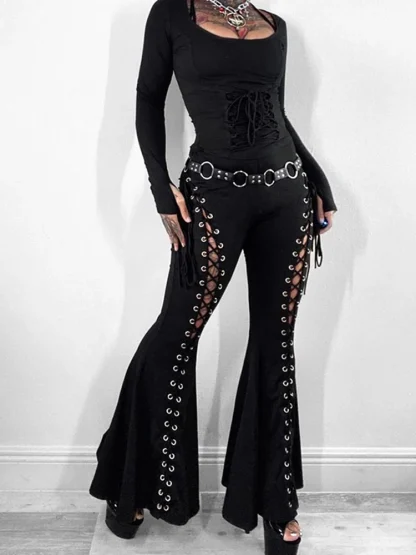 Sexy Gothic Flare Leggings - Image 5
