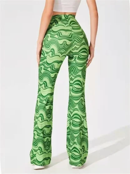 Wavy Prints Flare Leggings - Image 5