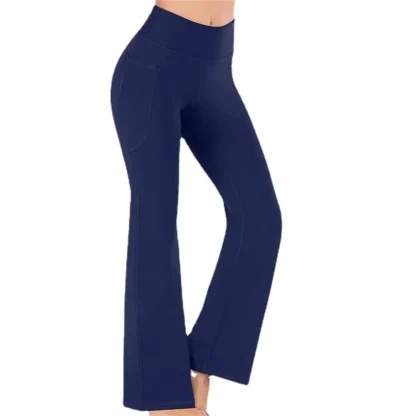 Stretchable Solid Color Flare Leggings - Image 3