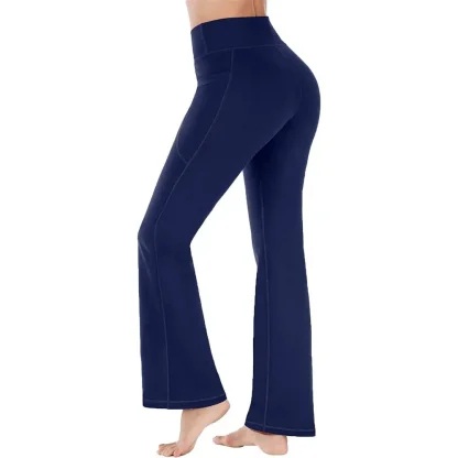 Stretchable Solid Color Flare Leggings - Image 4