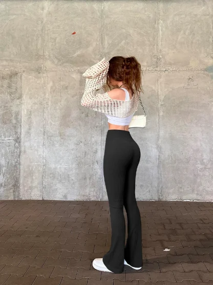 Seamless Solid Yoga Flare Leggings - Image 6