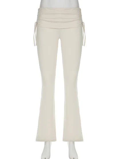 Chic Drawstring Plain Flare Leggings