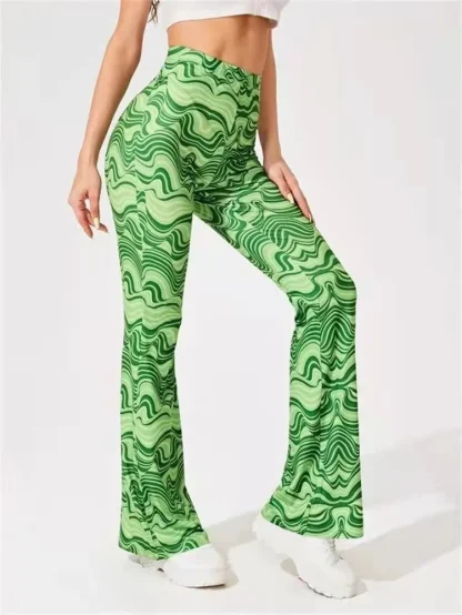 Wavy Prints Flare Leggings - Image 4